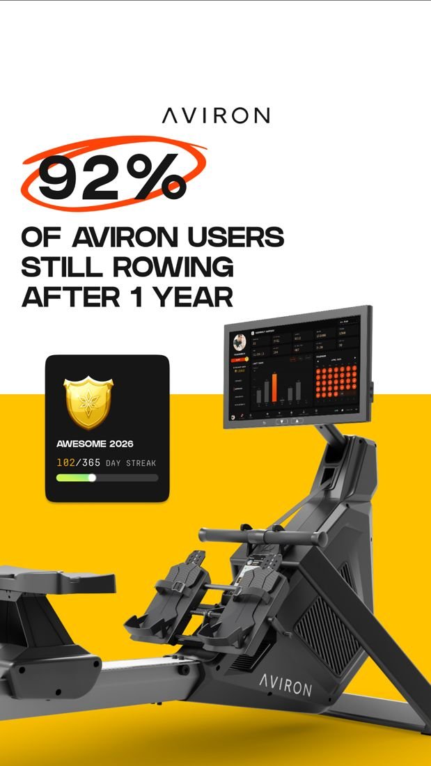 Aviron static Meta ad: Anti-boredom promise
