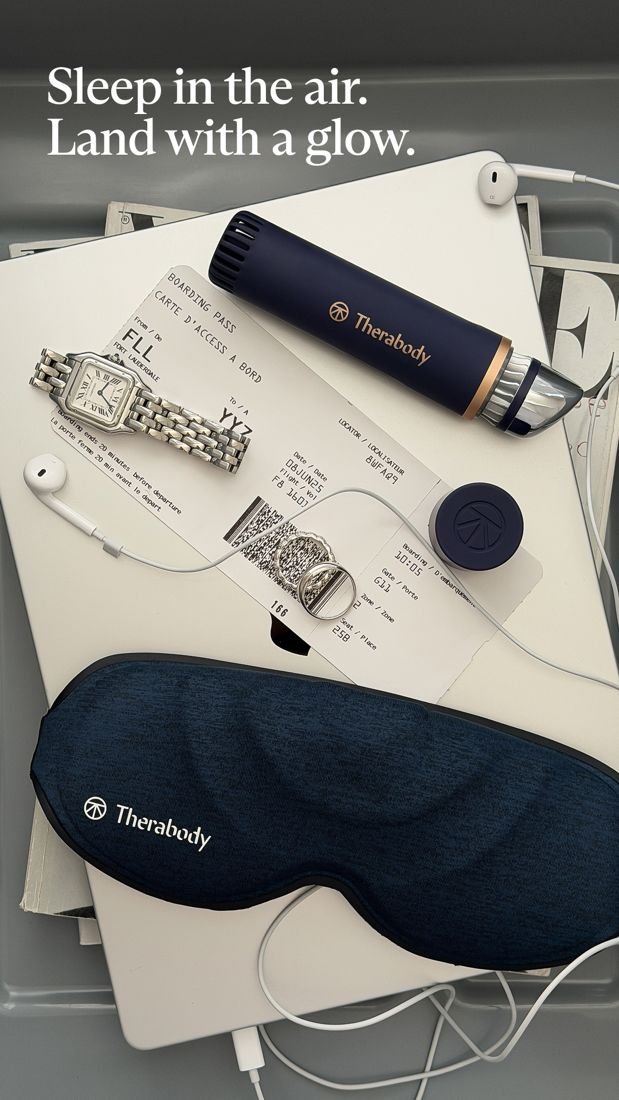 Therabody static Meta ad: Travel-ready self-care kit